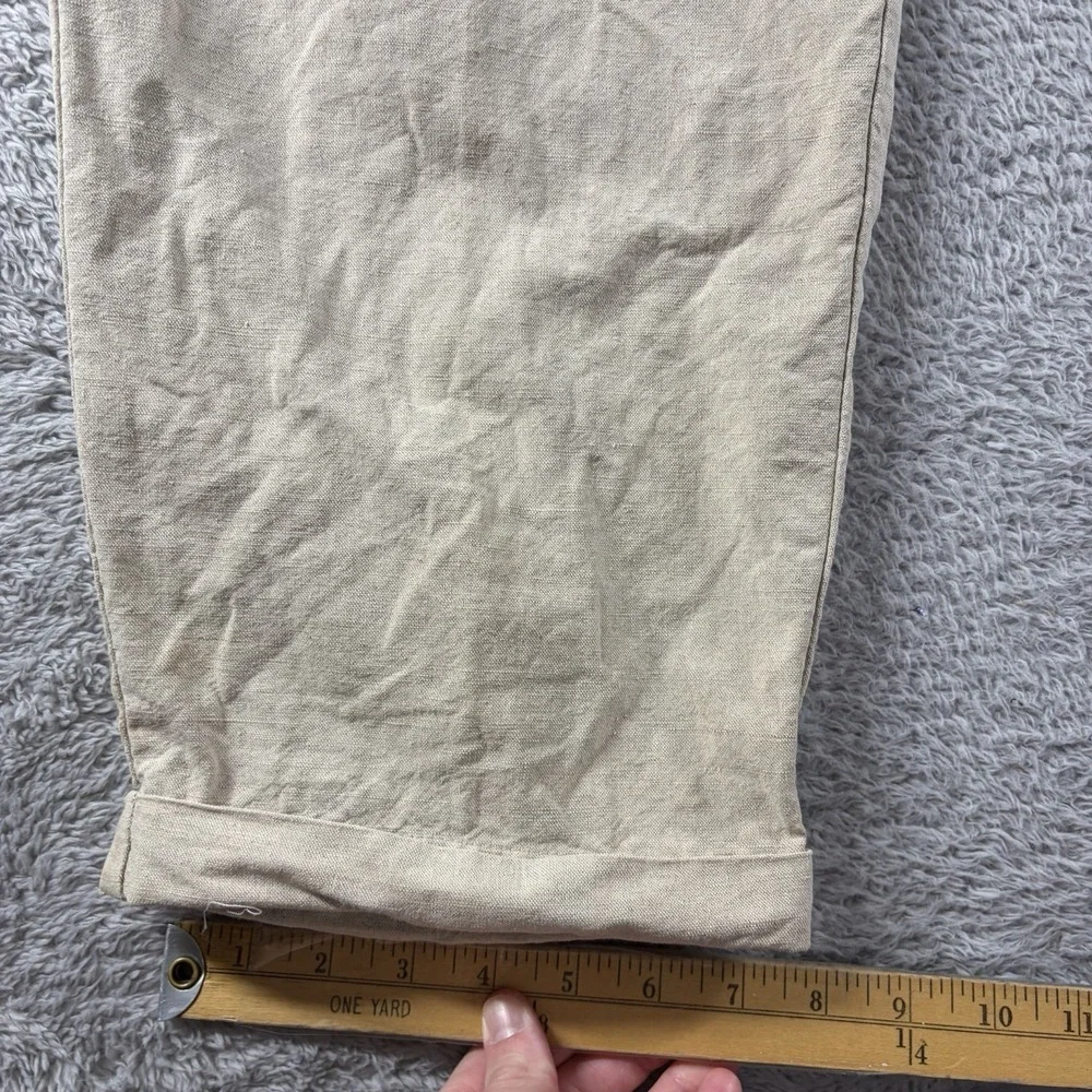 Metropolitan View Pleated Linen Blend Pants Mens 34x30 Ivory Beige Dress Chino